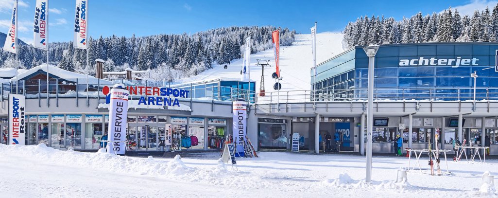Skiverleih direkt an der Liftstation in Flachau, im Intersport Arena